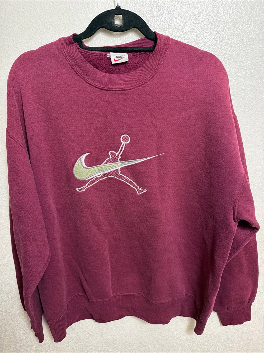 Vintage Nike Maroon Crewneck Sweatshirt with Red Swoosh Tag